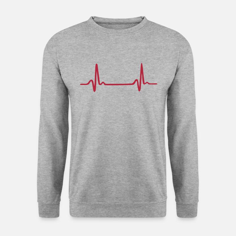 Herzschlag, Herz, EKG - Unisex Pullover - Weißgrau meliert