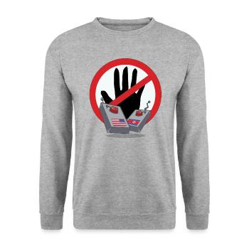Frieden USA Nordkorea - Unisex Pullover - Weißgrau meliert - Vorne - Alina (178cm) & Michal (187cm)