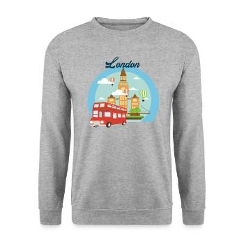 London - Unisex Sweatshirt - salt & pepper - Front - Alina (178cm) & Michal (187cm)