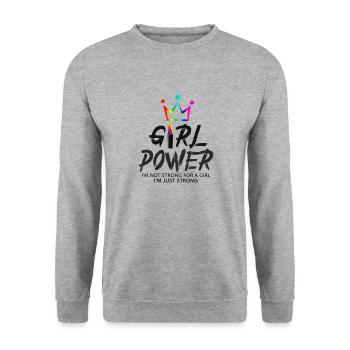 Girl Power - Unisex Pullover - Weißgrau meliert - Vorne - Alina (178cm) & Michal (187cm)