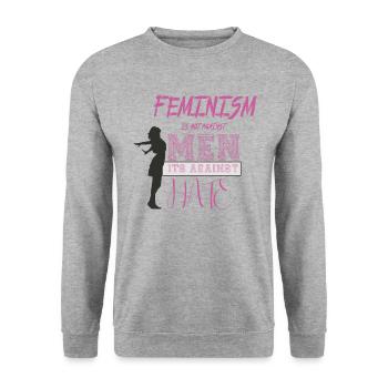 Feminismus - Unisex Pullover - Weißgrau meliert - Vorne - Alina (178cm) & Michal (187cm)