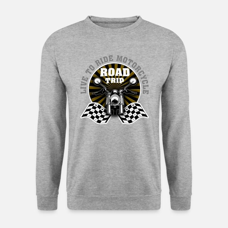 Motorrad Roadtrip - Unisex Pullover - Weißgrau meliert