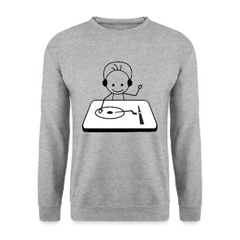 Dj - Unisex Pullover - Weißgrau meliert - Vorne - Alina (178cm) & Michal (187cm)