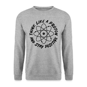 Positive thinking proton chemistry - Unisex Sweatshirt - salt & pepper - Front - Alina (178cm) & Michal (187cm)