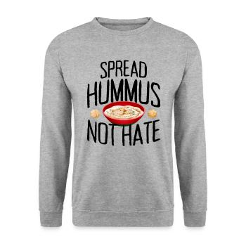 Spread Hummus Not Hate Vegan Gift For Vegans - Unisex Sweatshirt - salt & pepper - Front - Alina (178cm) & Michal (187cm)