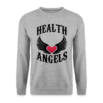 Health Angels Arzt Krankenschwester Ärztin Notarzt - Unisex Pullover - Weißgrau meliert - Vorne - Alina (178cm) & Michal (187cm)