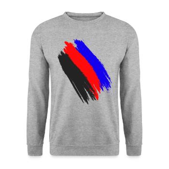 Polyamorie Flagge Polyamorös Fahne Pride Polyamory - Unisex Pullover - Weißgrau meliert - Vorne - Alina (178cm) & Michal (187cm)