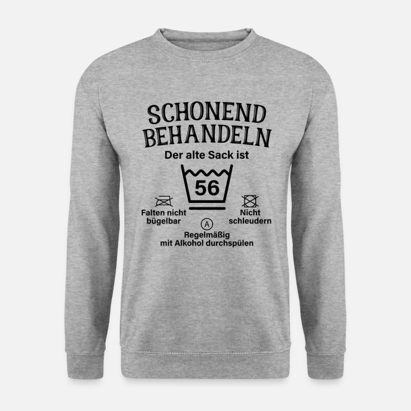 Schonend Behandeln 56. Geburtstag Der Alte Sack 56 - Unisex Pullover - Weißgrau meliert