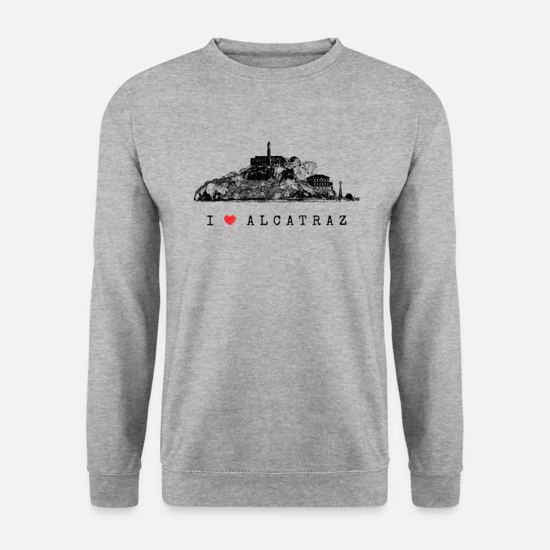 San Francisco I Love Alcatraz Souvenir Kalifornien - Unisex Pullover - Weißgrau meliert