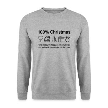 Weihnachten 100% Christmas Xmas Weihnachtsoutfit - Unisex Pullover - Weißgrau meliert - Vorne - Alina (178cm) & Michal (187cm)
