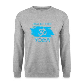 Yoga Namaste - Unisex Pullover - Weißgrau meliert - Vorne - Alina (178cm) & Michal (187cm)