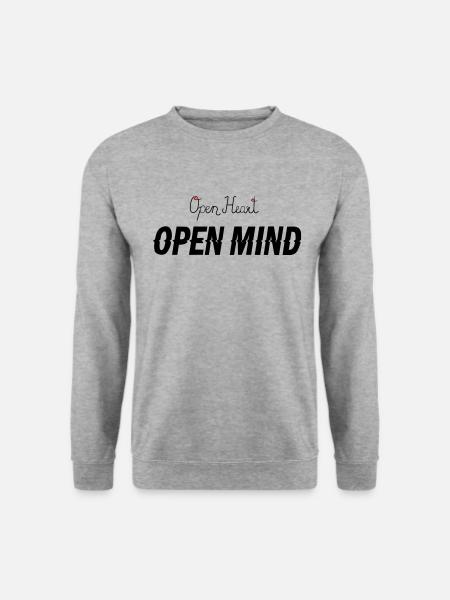Open heart -Open mind - Unisex Pullover - Weißgrau meliert