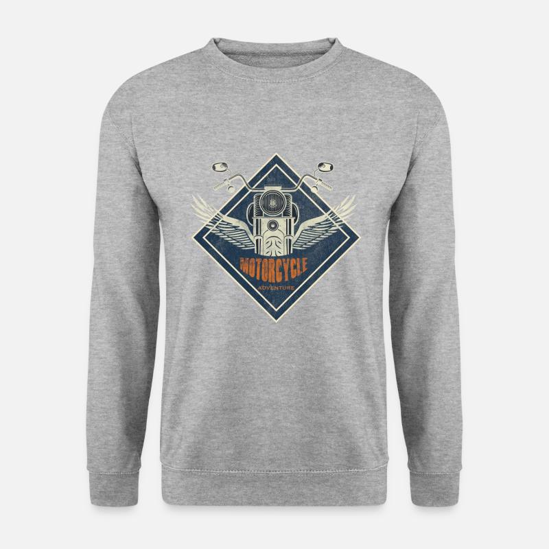 Biker Motorrad - Unisex Pullover - Weißgrau meliert
