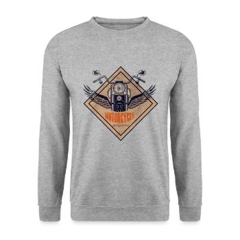 Motorcycle Biker - Unisex Sweatshirt - salt & pepper - Front - Alina (178cm) & Michal (187cm)