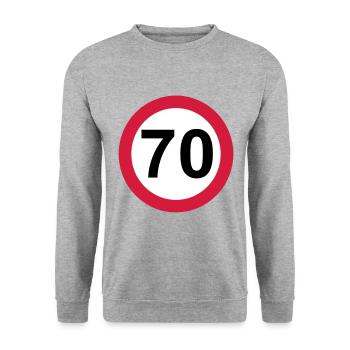 70 Geburtstag - Unisex Pullover - Weißgrau meliert - Vorne - Alina (178cm) & Michal (187cm)