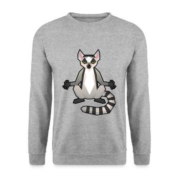 Méditation lémur - Sweat-shirt Unisexe - gris chiné - Devant - Alina (178cm) & Michal (187cm)