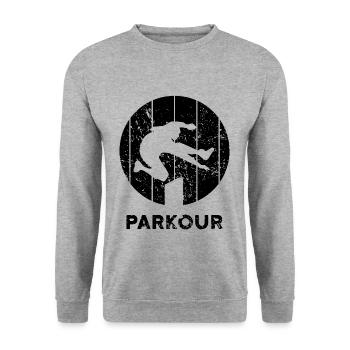 Parkour - Unisex Pullover - Weißgrau meliert - Vorne - Alina (178cm) & Michal (187cm)