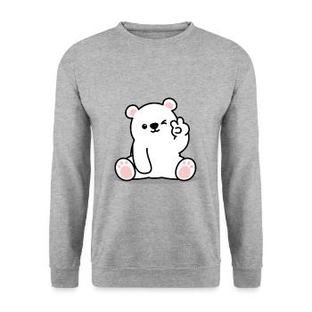 Eisbär Peace - Unisex Pullover - Weißgrau meliert - Vorne - Alina (178cm) & Michal (187cm)