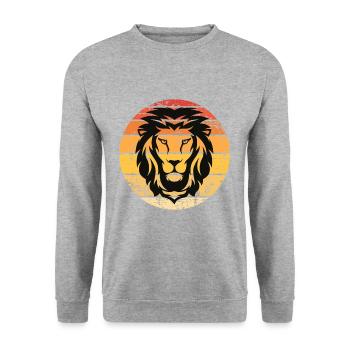 Lion - Sweat-shirt Unisexe - gris chiné - Devant - Alina (178cm) & Michal (187cm)