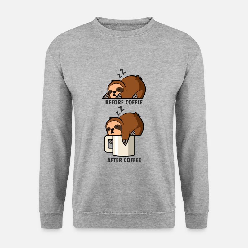 Faultier Kaffee - Unisex Pullover - Weißgrau meliert