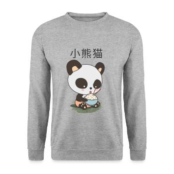 Panda Riz - Sweat-shirt Unisexe - gris chiné - Devant - Alina (178cm) & Michal (187cm)
