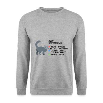 Cat Controls Pixel - Unisex Pullover - Weißgrau meliert - Vorne - Alina (178cm) & Michal (187cm)
