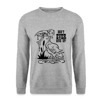 Gib Niemals Auf - Unisex Pullover - Weißgrau meliert - Vorne - Alina (178cm) & Michal (187cm)