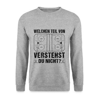 Eishockey Lustig - Unisex Pullover - Weißgrau meliert - Vorne - Alina (178cm) & Michal (187cm)
