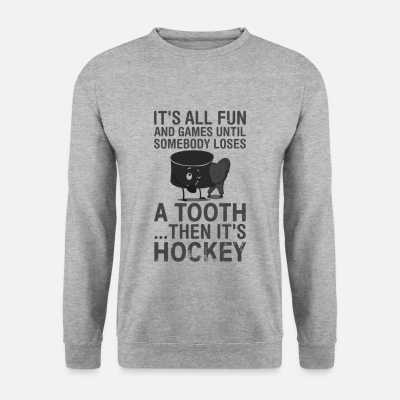 Zahn Hockey Lustig - Unisex Pullover - Weißgrau meliert