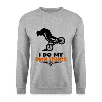 BMX Stunt - Unisex Pullover - Weißgrau meliert - Vorne - Alina (178cm) & Michal (187cm)