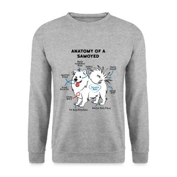Anatomie d'un chien Samoyède - Sweat-shirt Unisexe - gris chiné - Devant - Alina (178cm) & Michal (187cm)