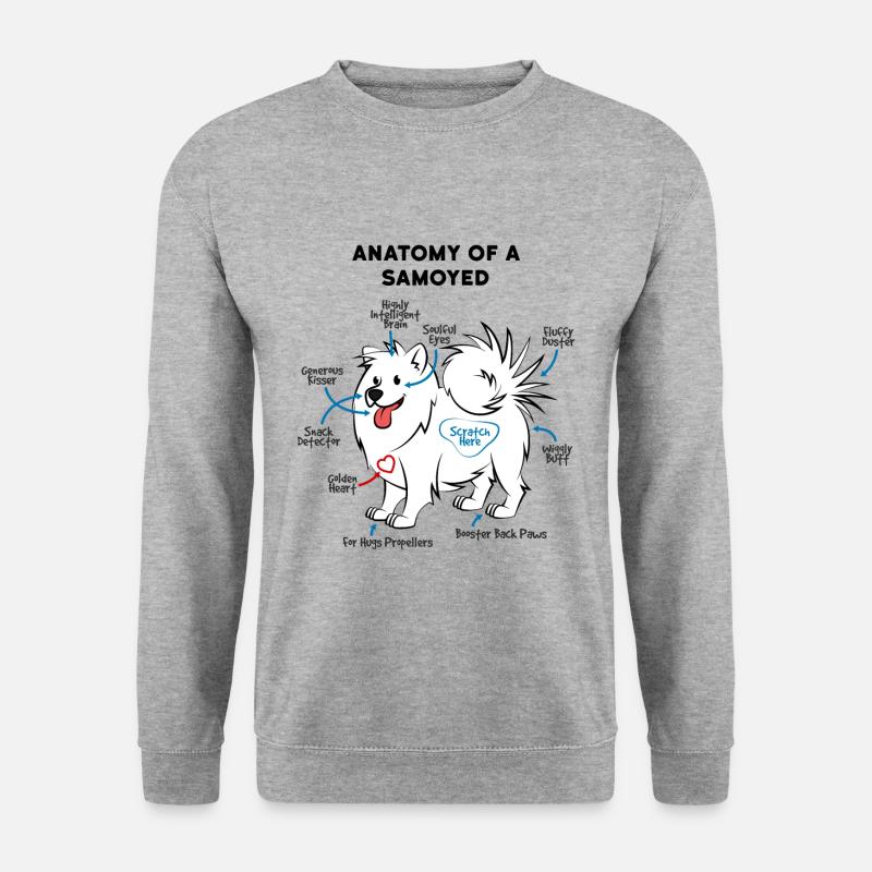 Anatomie Eines Samojede Hund - Unisex Pullover - Weißgrau meliert