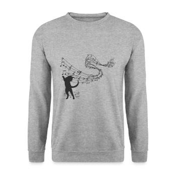 Music notes cat - Unisex Sweatshirt - salt & pepper - Front - Alina (178cm) & Michal (187cm)
