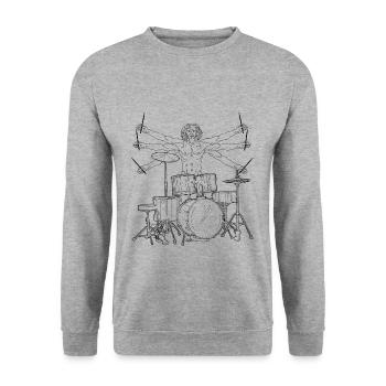 Vitruvianischer Schlagzeuger Band - Unisex Pullover - Weißgrau meliert - Vorne - Alina (178cm) & Michal (187cm)