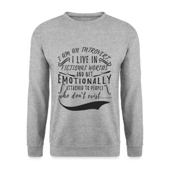 Introverti - Sweat-shirt Unisexe - gris chiné - Devant - Alina (178cm) & Michal (187cm)
