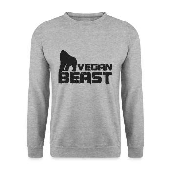 Veganes Biest Stark - Unisex Pullover - Weißgrau meliert - Vorne - Alina (178cm) & Michal (187cm)