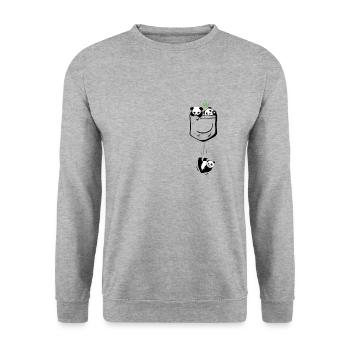 Kawaii Cute Bear Panda Animal In Pocket - Unisex Sweatshirt - salt & pepper - Front - Alina (178cm) & Michal (187cm)