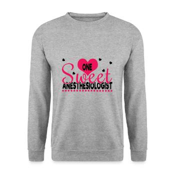 One Sweet Anesthesiologist Hearts Valentines Day - Unisex Pullover - Weißgrau meliert - Vorne - Alina (178cm) & Michal (187cm)