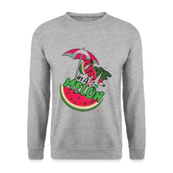 One In Watermelon Beach 2022 Tropical Hello Summer - Unisex Pullover - Weißgrau meliert - Vorne - Alina (178cm) & Michal (187cm)