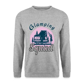 Camp Squad Adventure Vacation Glamp Go Camping - Unisex Pullover - Weißgrau meliert - Vorne - Alina (178cm) & Michal (187cm)