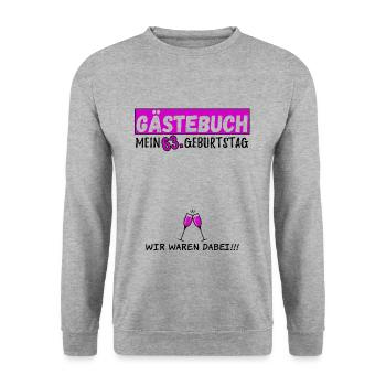 63. Geburtstag Gästebuch 63 Jahre - Unisex Pullover - Weißgrau meliert - Vorne - Alina (178cm) & Michal (187cm)
