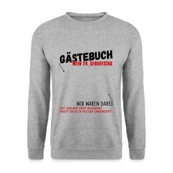 24. Geburtstag Gästebuch 24 Jahre - Unisex Pullover - Weißgrau meliert - Vorne - Alina (178cm) & Michal (187cm)