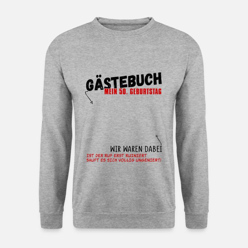 50. Geburtstag Gästebuch 50 Jahre - Unisex Pullover - Weißgrau meliert