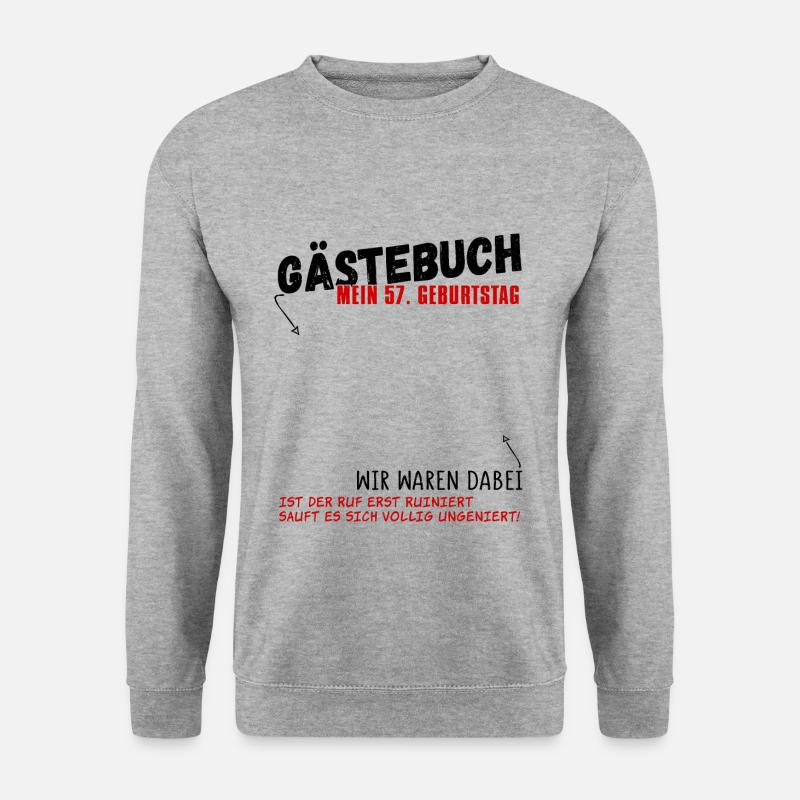 57. Geburtstag Gästebuch 57 Jahre - Unisex Pullover - Weißgrau meliert