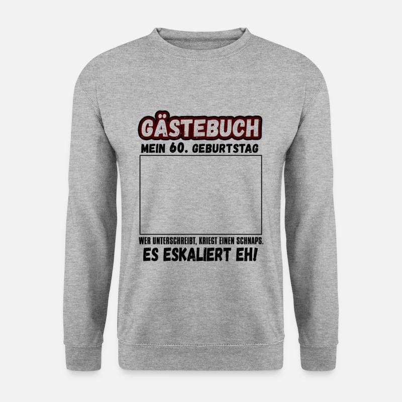 Mein 60. Geburtstag Gästebuch 60 Jahre - Unisex Pullover - Weißgrau meliert