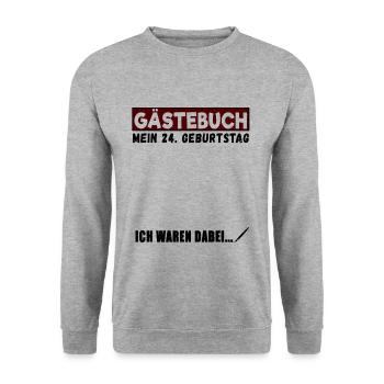 24. Geburtstag Gästebuch 24 Jahre - Unisex Pullover - Weißgrau meliert - Vorne - Alina (178cm) & Michal (187cm)