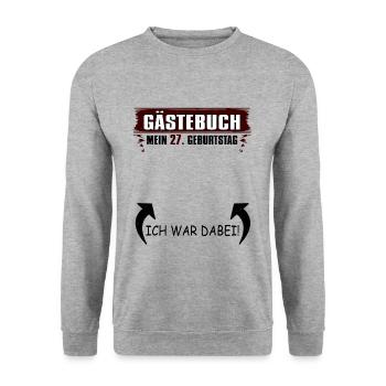 27. Geburtstag Eintrag Gästebuch 27 Jahre Lustiges - Unisex Pullover - Weißgrau meliert - Vorne - Alina (178cm) & Michal (187cm)