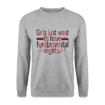Féminisme des filles Droits fondamentaux Égalité des femmes - Sweat-shirt Unisexe - gris chiné - Devant - Alina (178cm) & Michal (187cm)