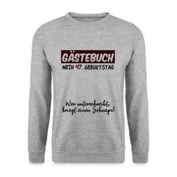 47. Geburtstag 47 Jahre Geburtstagsgeschenk - Unisex Pullover - Weißgrau meliert - Vorne - Alina (178cm) & Michal (187cm)