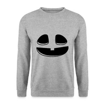 Smile Pumpkin Head Pumpkin Face Halloween - Unisex Pullover - Weißgrau meliert - Vorne - Alina (178cm) & Michal (187cm)